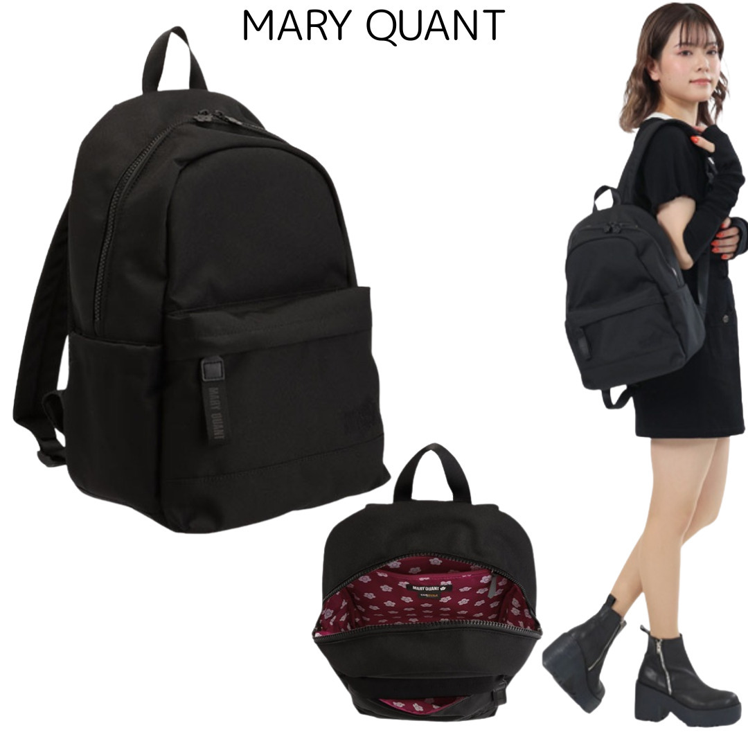 MARY QUANT＞オールブラックシンプルロゴ リュック (MARY QUANT/バック