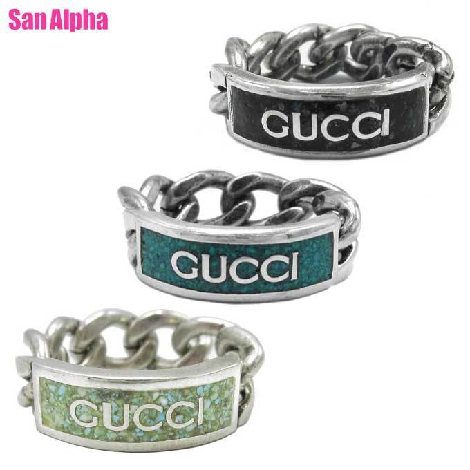 国内即送 GUCCI ロゴプレート シルバー チェーンリング 678711 (GUCCI