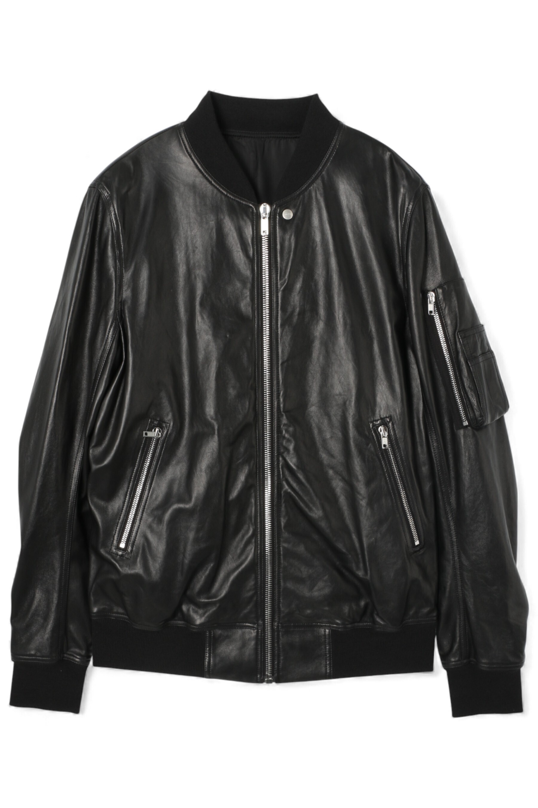 RICK OWENS | CLASSIC FLIGHT JACKET BLACK WAXY LAMB LEATHER (RICK