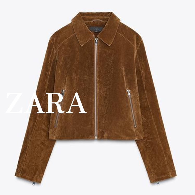 ZARA】ZARA ショート丈 100% レザー ジャケット8073/255/776 (ZARA