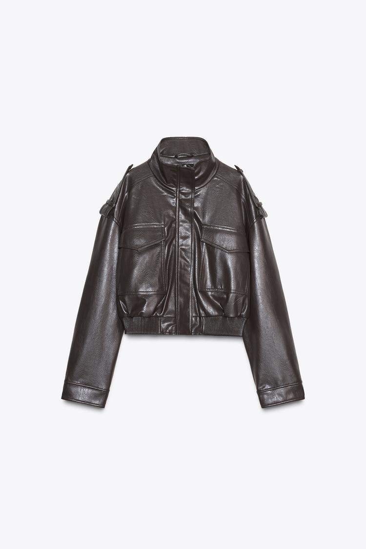 ZARA】フェイクレザージャケット モールグレー | 4749/701/832 (ZARA