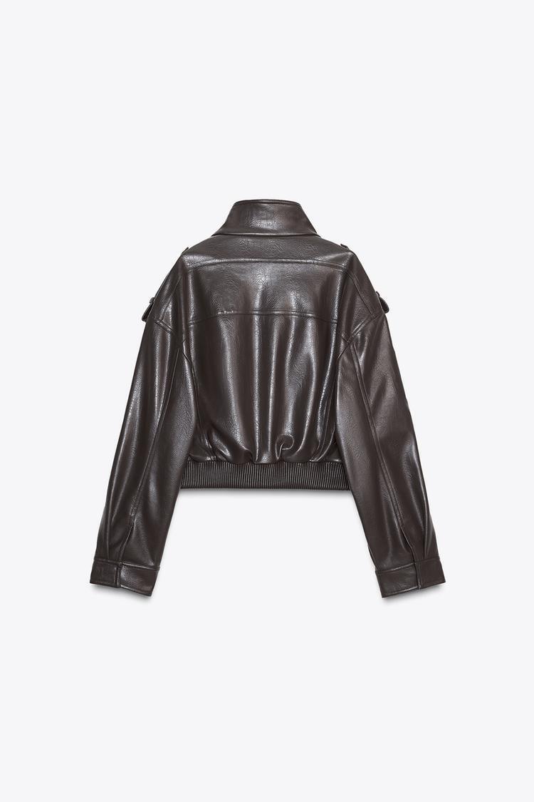 ZARA】フェイクレザージャケット モールグレー | 4749/701/832 (ZARA
