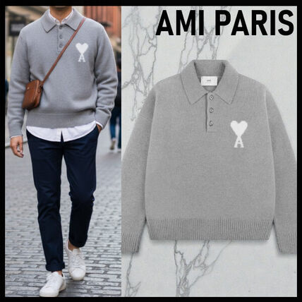 グレー（灰色）系 AMI PARIS(アミ パリス) ニット・セーター(メンズ