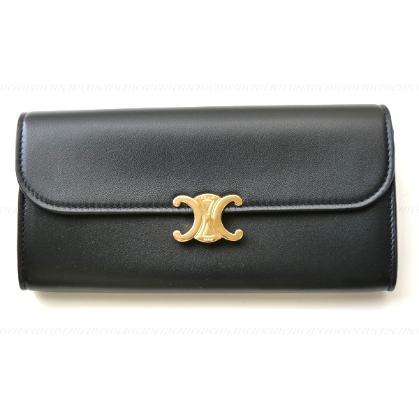 すぐ届く∞CELINE直営□ラージ トリオンフ フラップウォレット (CELINE