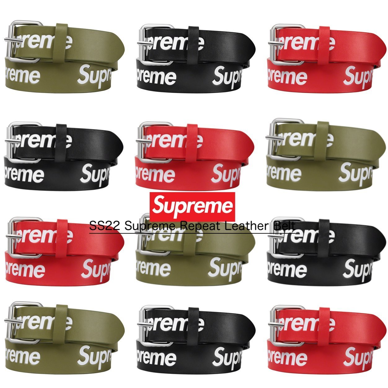 SS22 Supreme Repeat Leather Belt - シュプリーム ベルト (Supreme