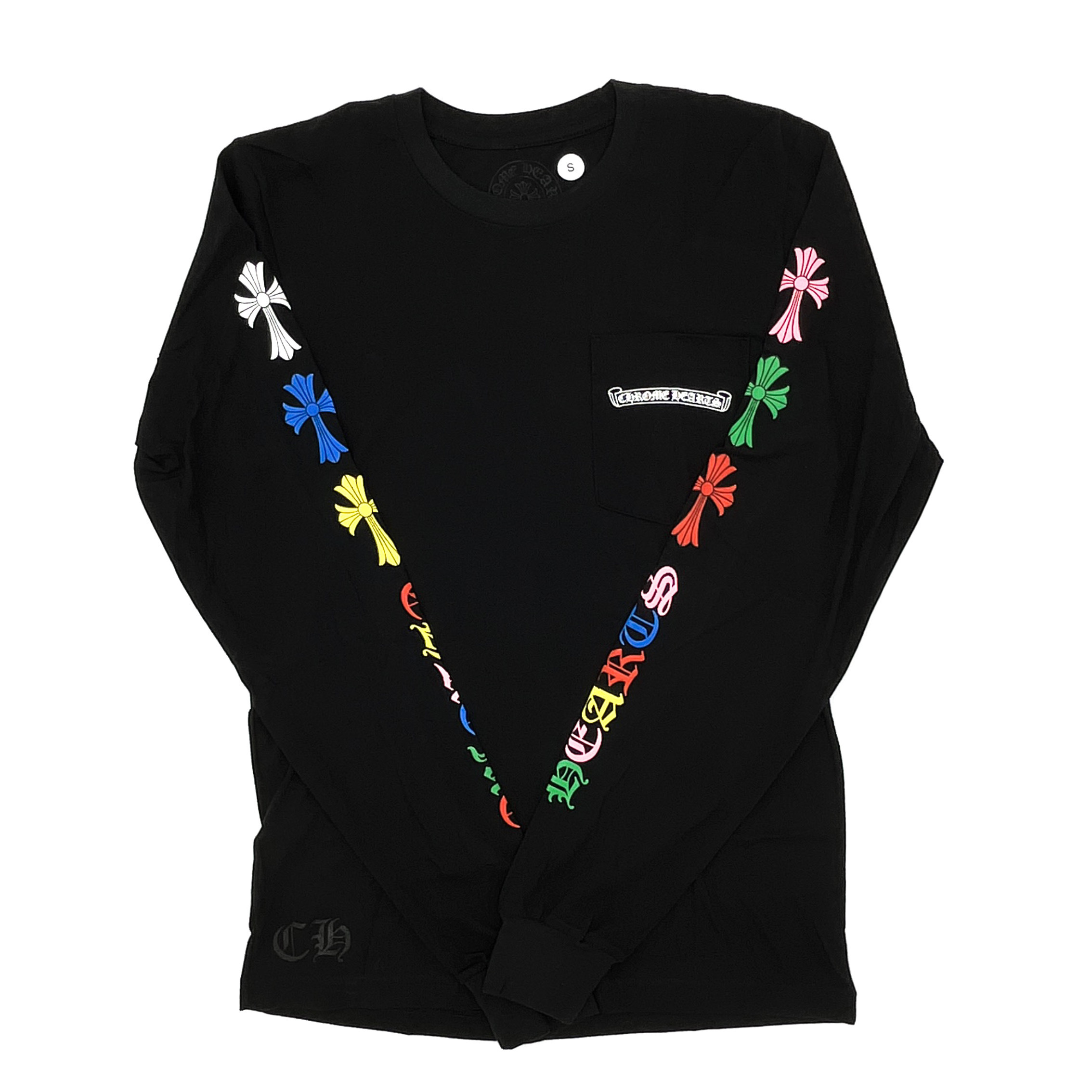 関税込 Chrome Hearts マルチカラー クロス スクロール ロンT (CHROME
