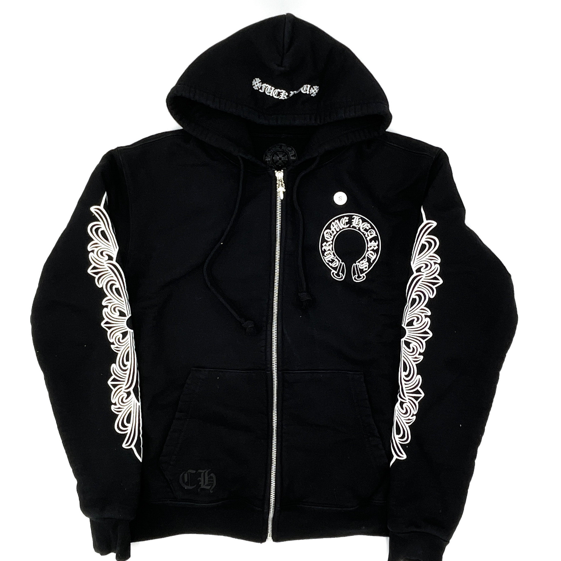 CHROME HEARTS HORSE SHOE FUCK YOU FLORAL ZIP UP HOODIE (CHROME