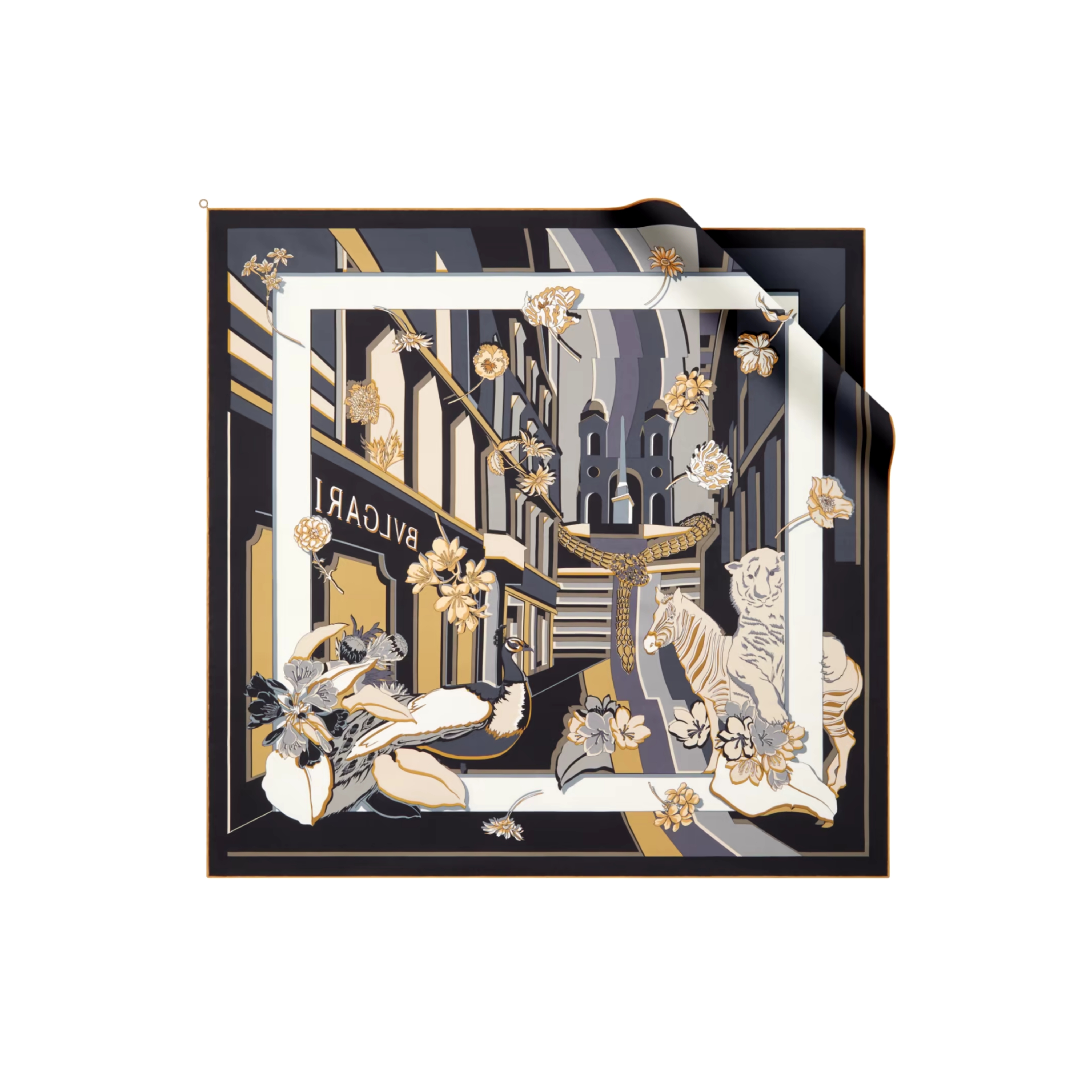 すぐ届く！【 BVLGARI ブルガリ 】ヘリテージ スカーフ 関税込