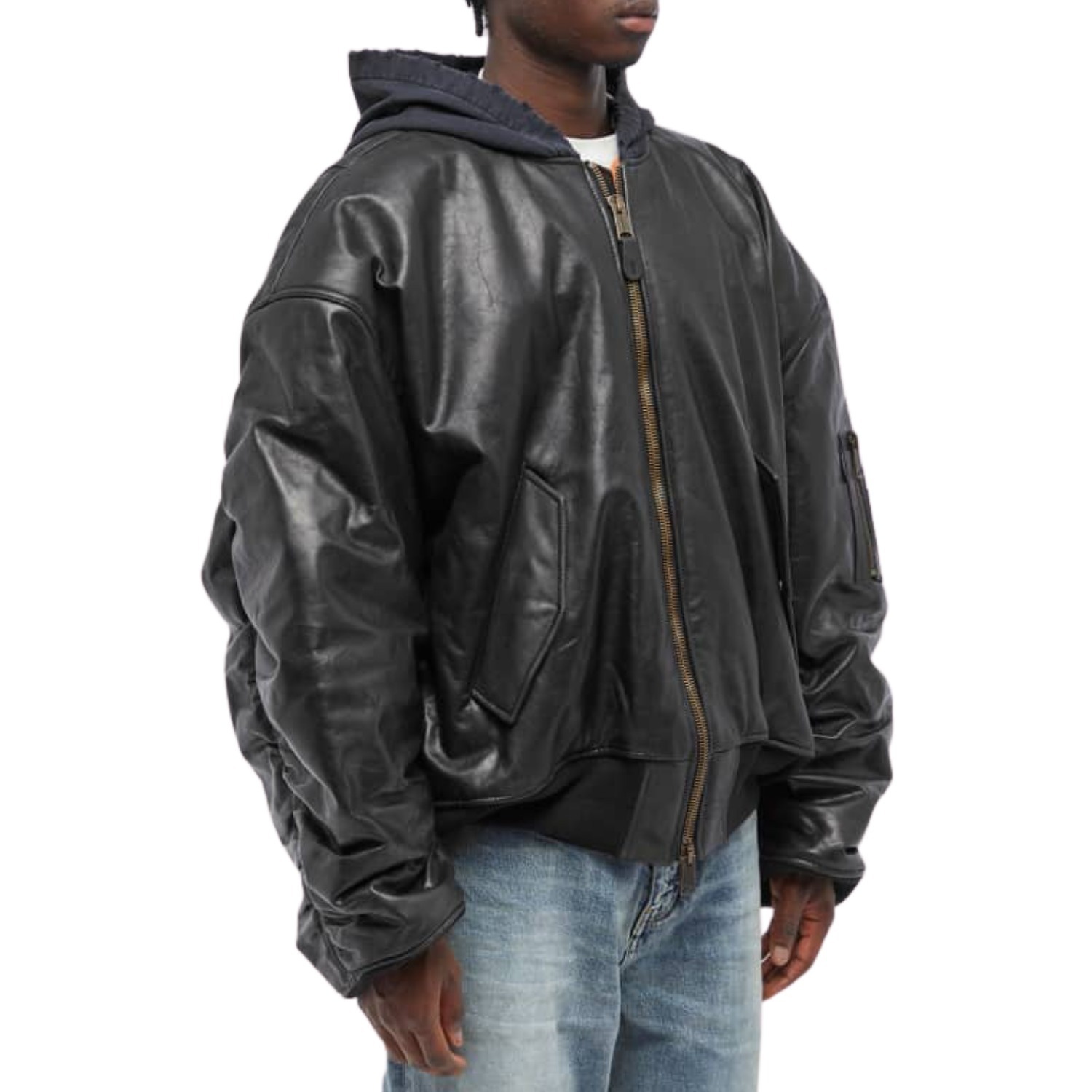 BALENCIAGA オーバーサイズ レザー Jacket フードジャケット