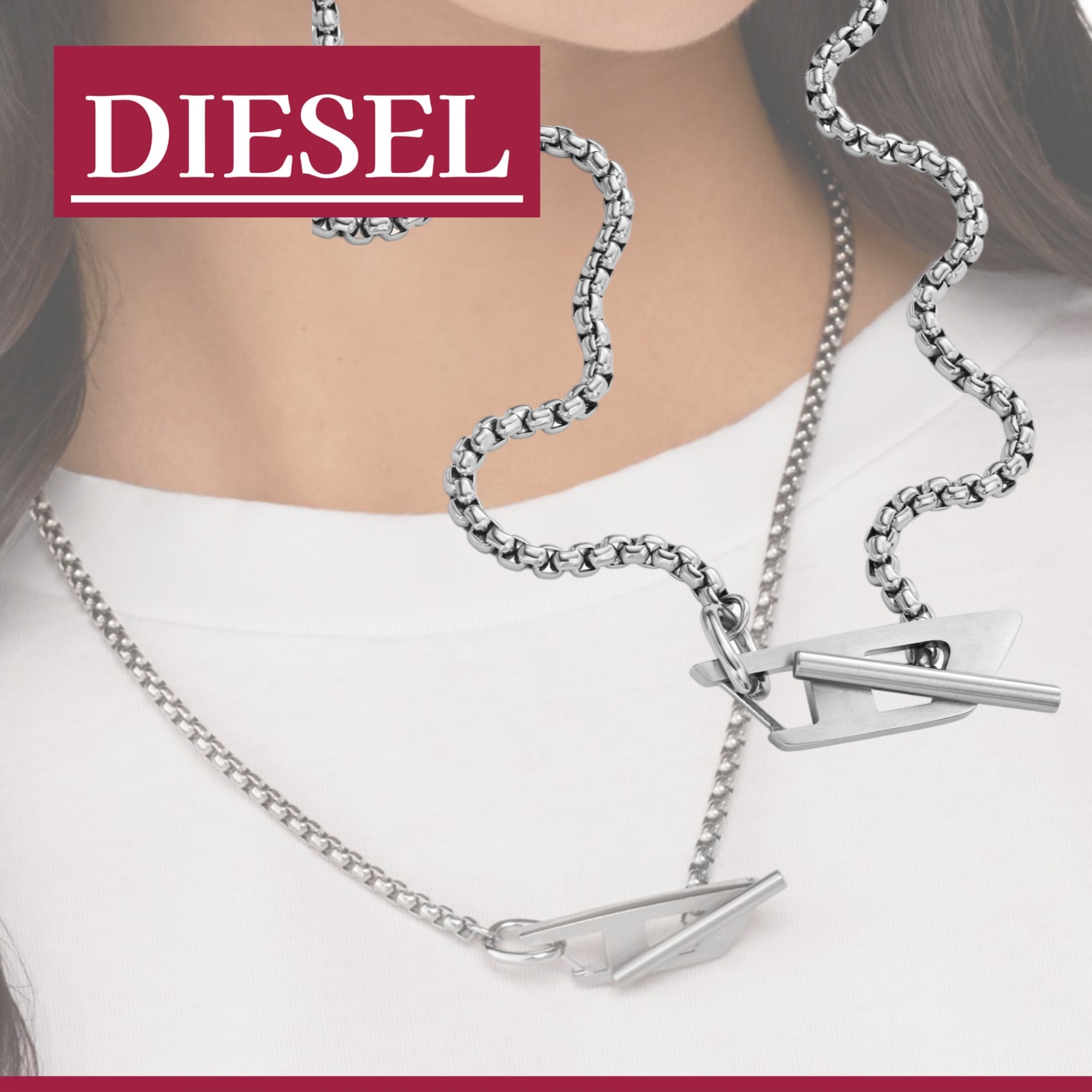 ギフトに】DIESEL『Dx1477 チェーンネックレス』送料込 (DIESEL