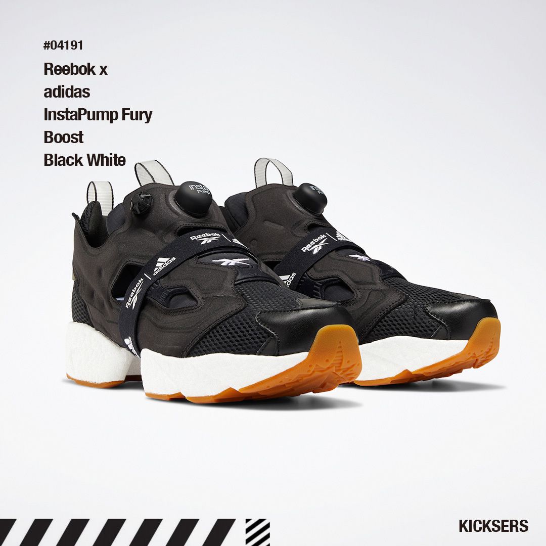 人気話題コラボ！Reebok x adidas InstaPump Fury Boost Bk Wh (Reebok