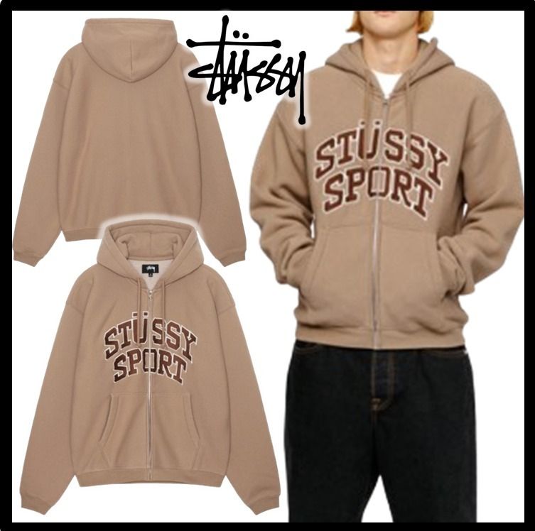 ☆関税込☆Stussy☆SPORT ZIP HOODIE☆TAN☆ (STUSSY/パーカー