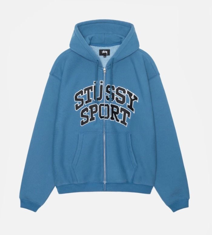 ☆関税込☆Stussy☆SPORT ZIP HOODIE☆BLUE☆ (STUSSY/パーカー