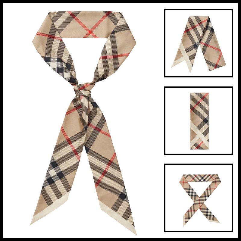 ☆送料関税込☆Burberry スキニーチェック シルク スカーフ (Burberry