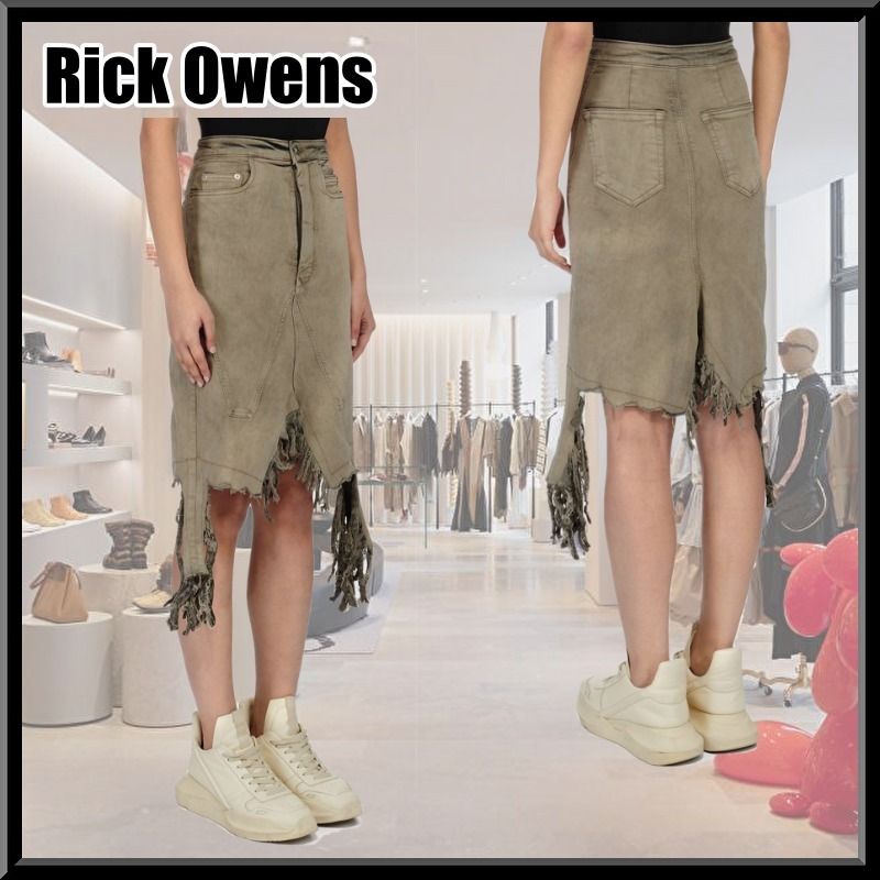 関税込! RICK OWENS DRKSHDW フリンジ デニムスカート (RICK OWENS