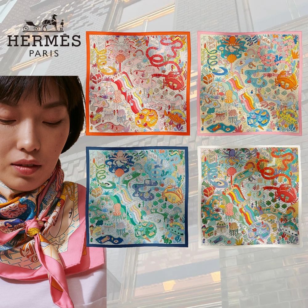 色が◎】HERMES カレ90 ダブルフェイス スプラッシュパーク (HERMES