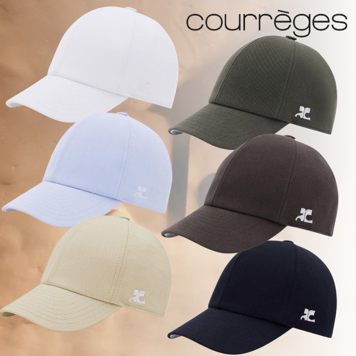 COURREGES クレージュ ロゴ コットン スナップバック キャップ