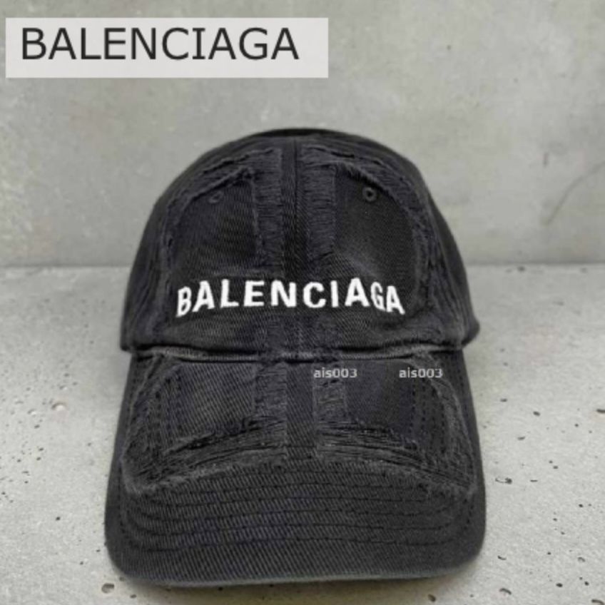 BALENCIAGA 】BB ダメージ キャップ ロゴ (BALENCIAGA/キャップ