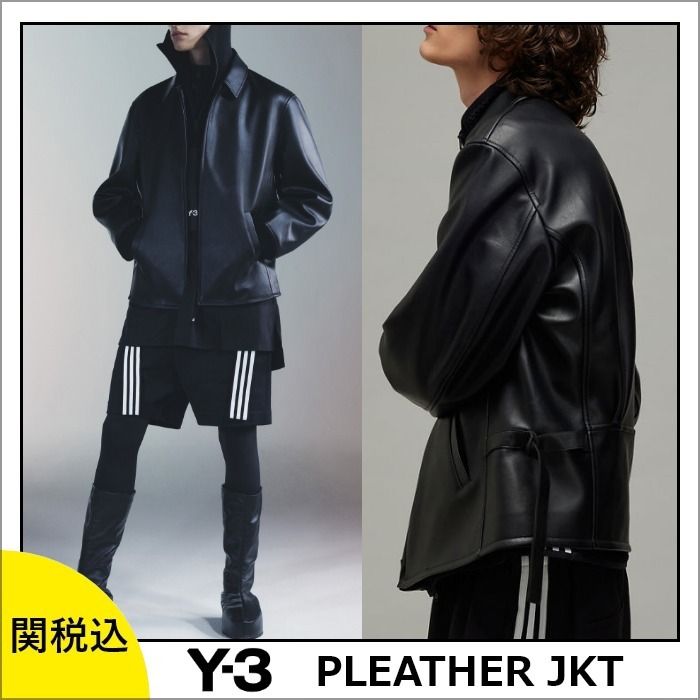 2024AW 注目！【Y-3】Pレザー ボンバージャケット 襟付き (Y-3/レザー