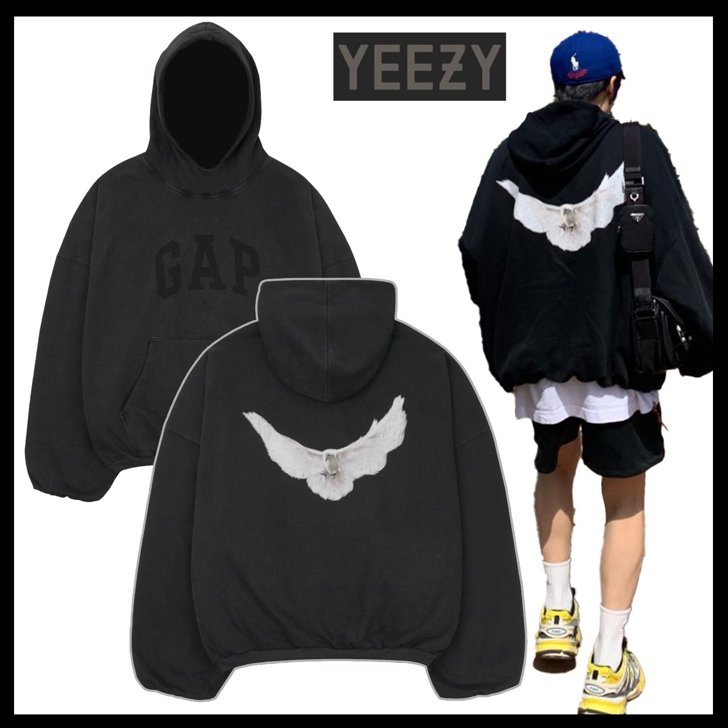 Yeezy Gap By Balenciaga】Dove Hoodie Washed Black / 追跡付 (YEEZY
