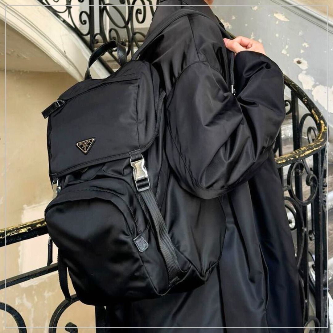 Oggi掲載】PRADA◇Re-Nylon×レザー バックパック ロゴ付 話題 (PRADA