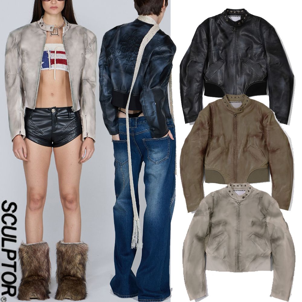 無料配送 ◇ SCULPTOR ◇ Emboss Faux Leather Bomber (SCULPTOR