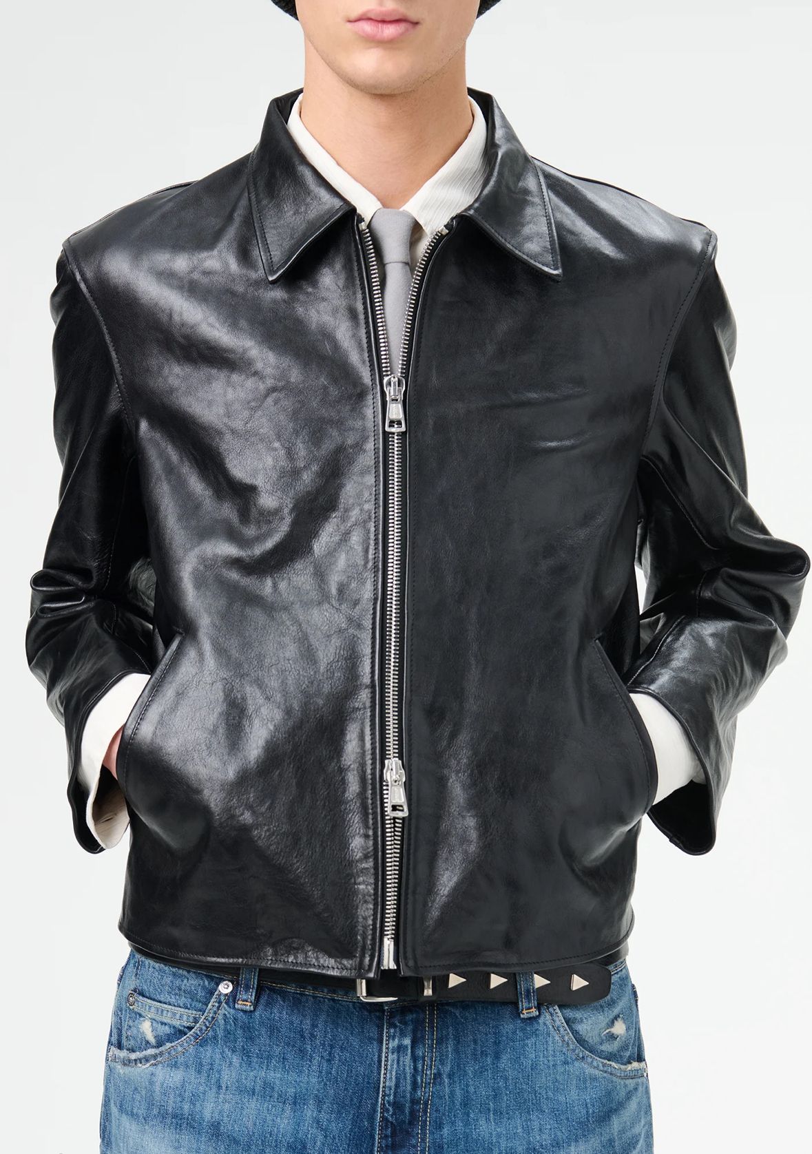 送料関税込【OURLEGACY】MINI JACKET ブラックレザージャケット (OUR