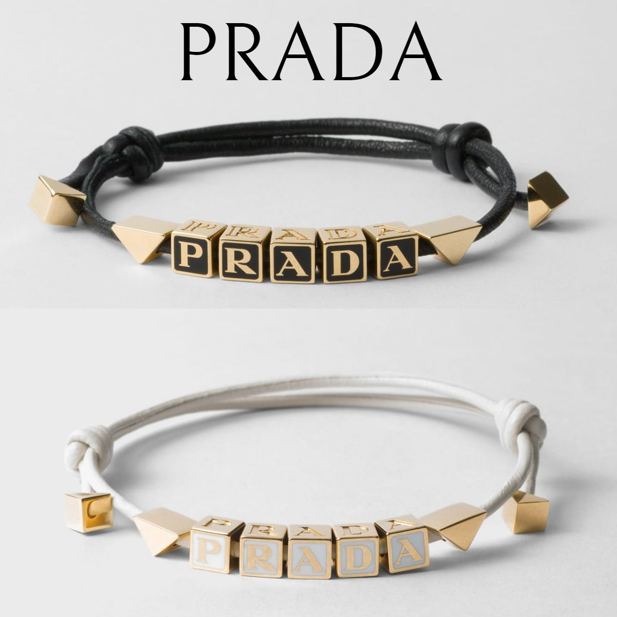 日本未発売*PRADA*ロゴ入ナッパレザーコードロープブレスレット (PRADA