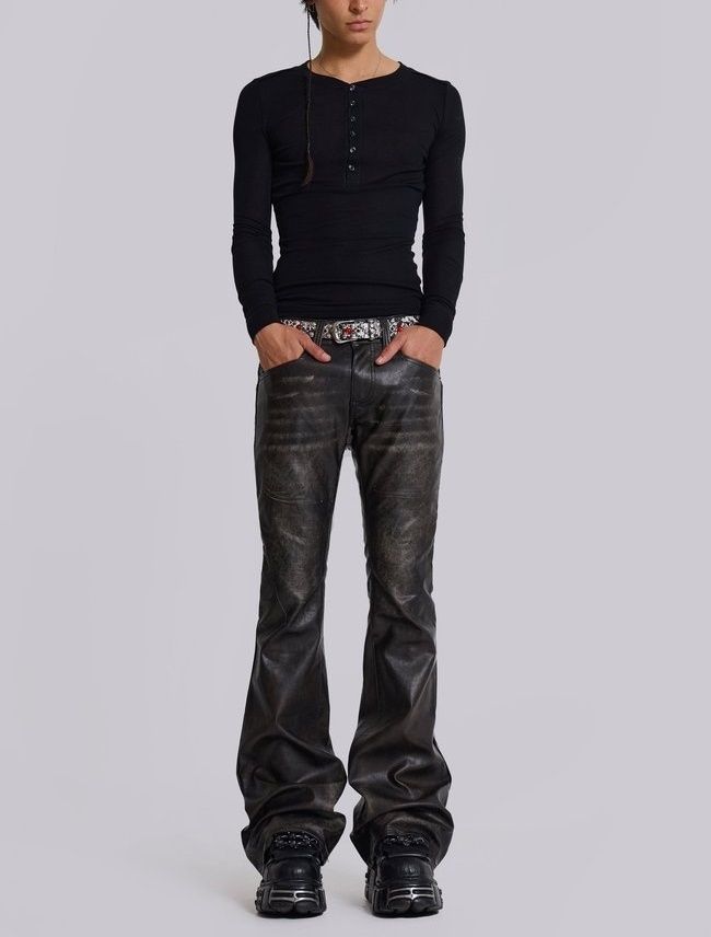 ☆JADED LONDON☆ Washed Black PU Drift Jeans ジーンズ (JADED