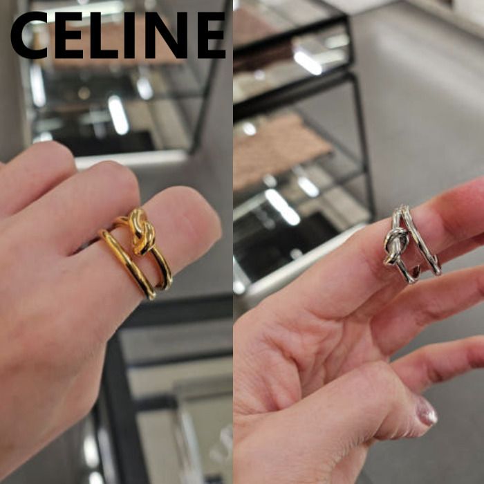 国内直営**CELINE**ノット ダブル リング ロゴ刻印入り (CELINE/指輪