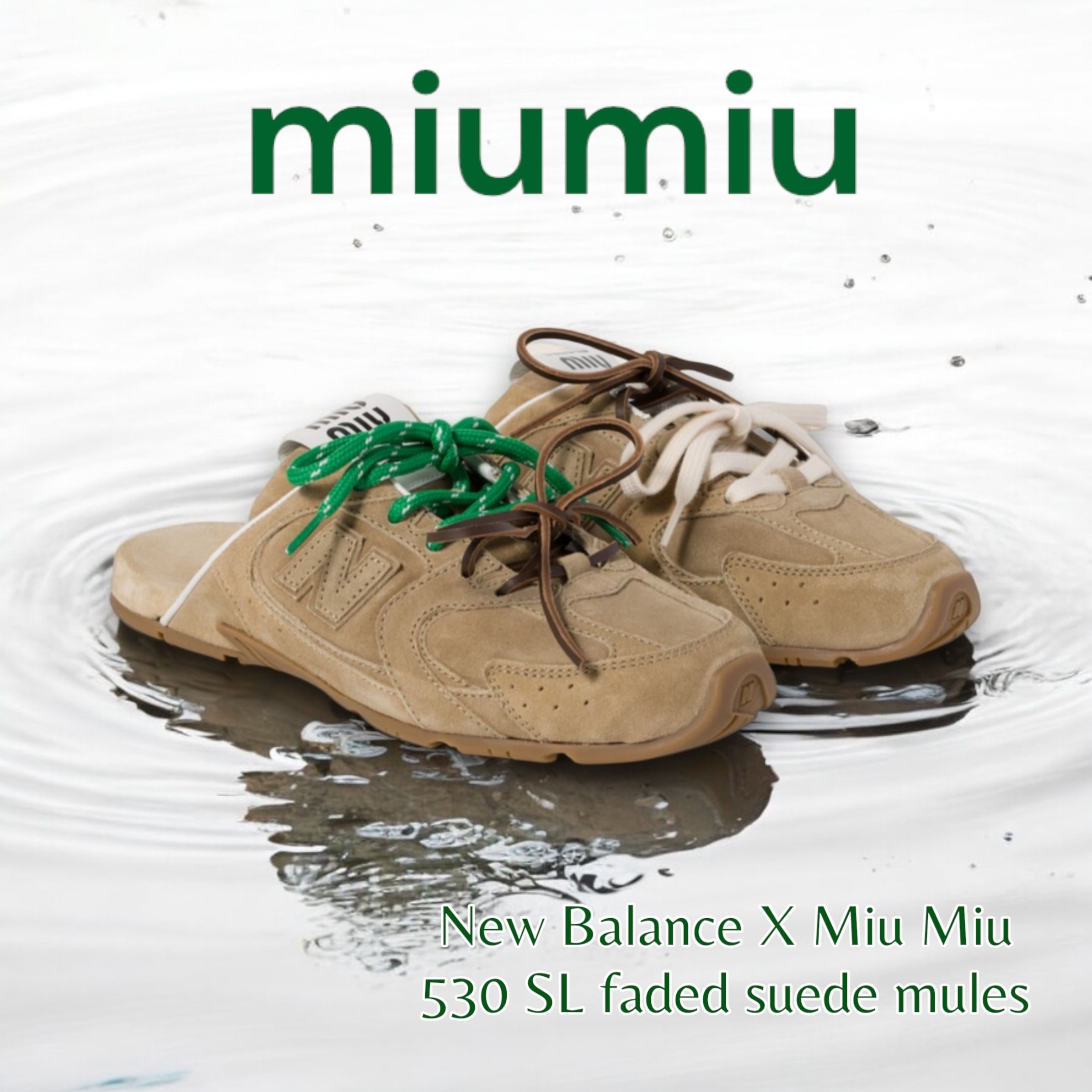 MiuMiu X New Balance】530 SL faded suede ミュール＊送料込 (MiuMiu