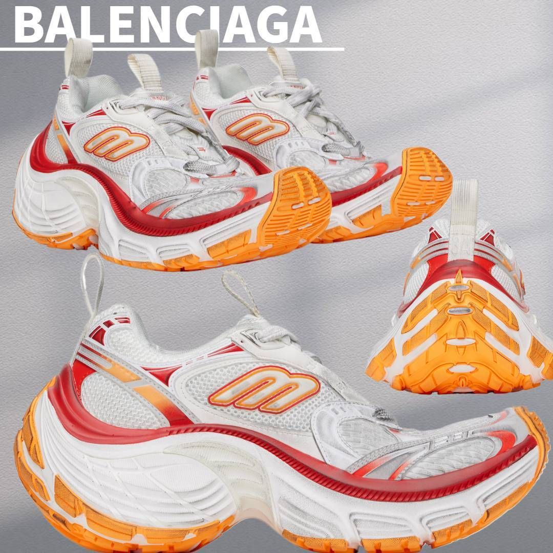 関税込【BALENCIAGA】10XL mesh sneakers White/Orange (BALENCIAGA