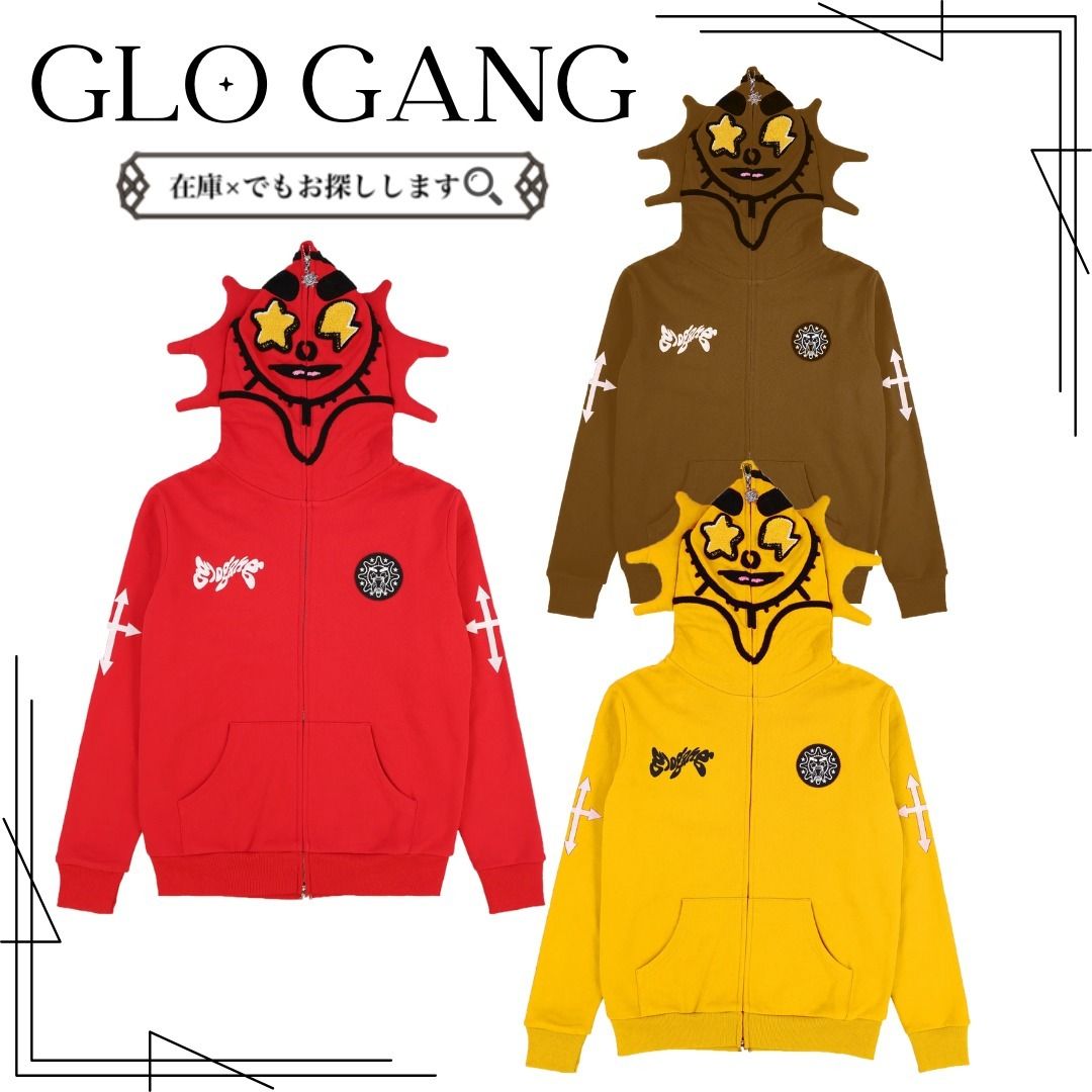 人気 ロゴ GLOGANG Glo Man フーディ フルジップ チャック (Glo Gang