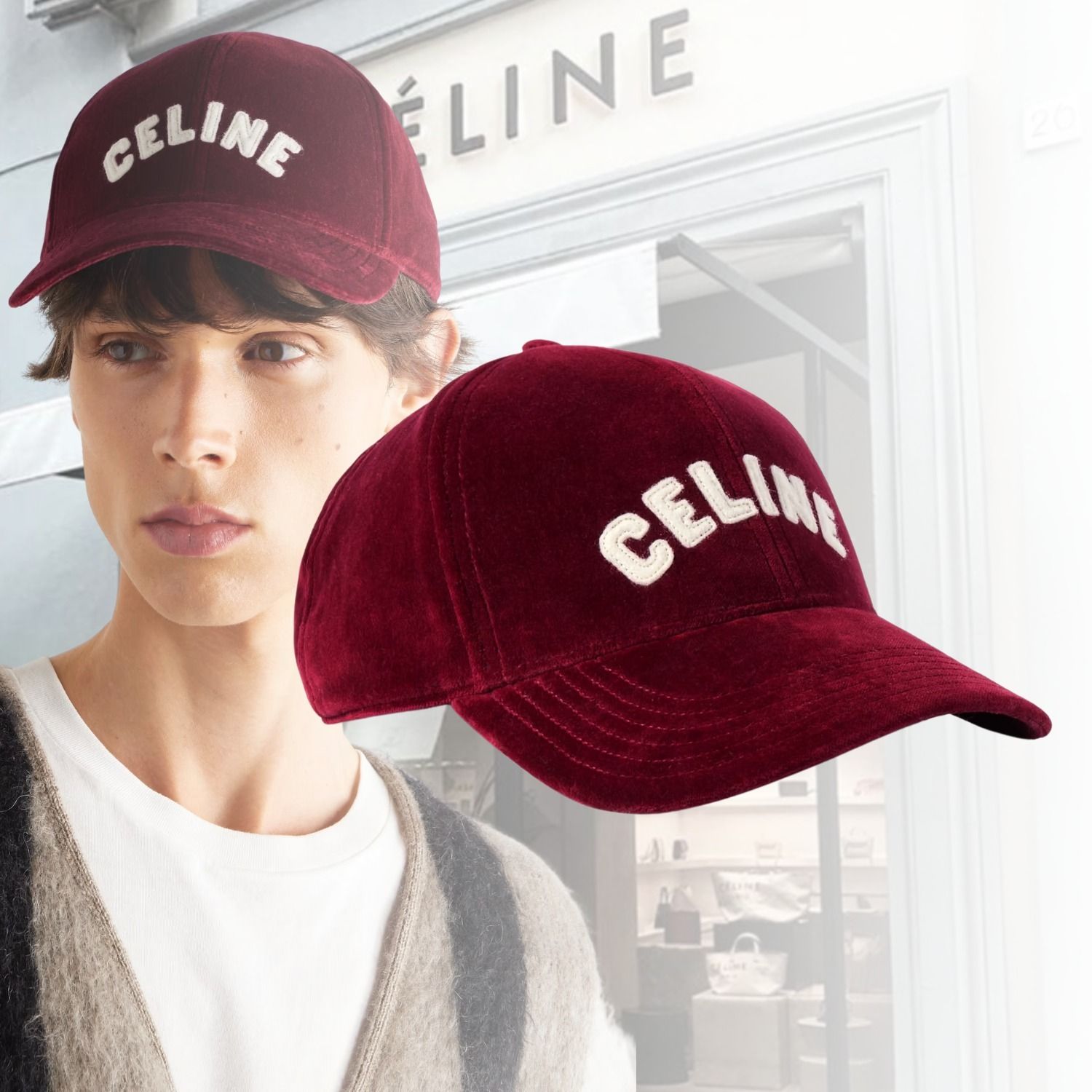 CELINE セリーヌ Cotton-Velour ベロア ベースボール キャップ (CELINE