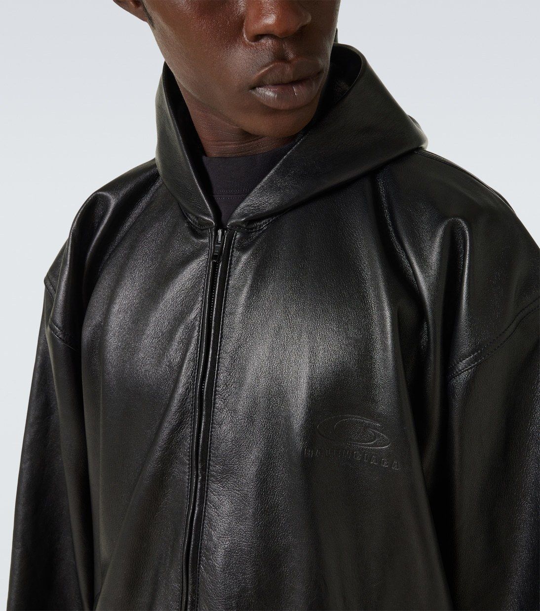 関税込【BALENCIAGA】フード付きレザーブルゾン Black (BALENCIAGA