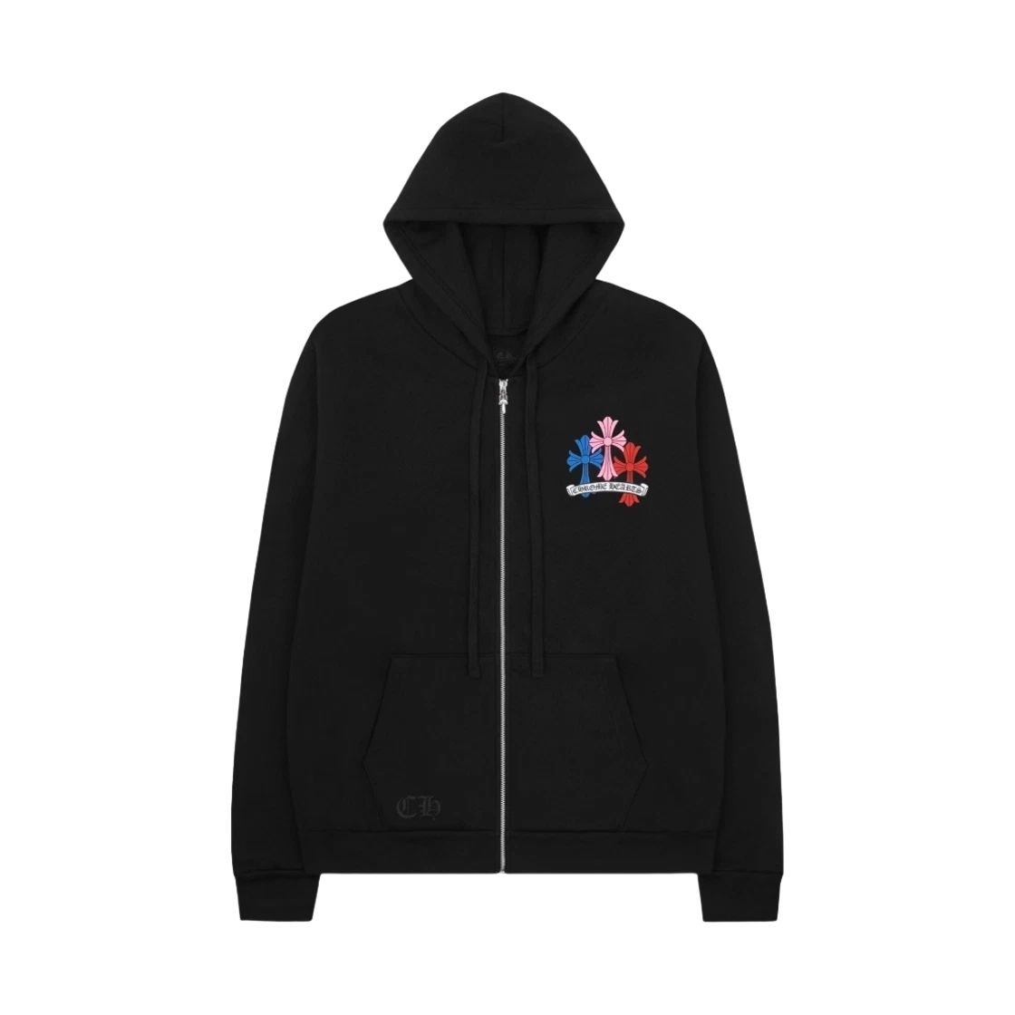 在庫少【CHROME HEARTS】Multi Color Cross Zip-Up Hoodie Black