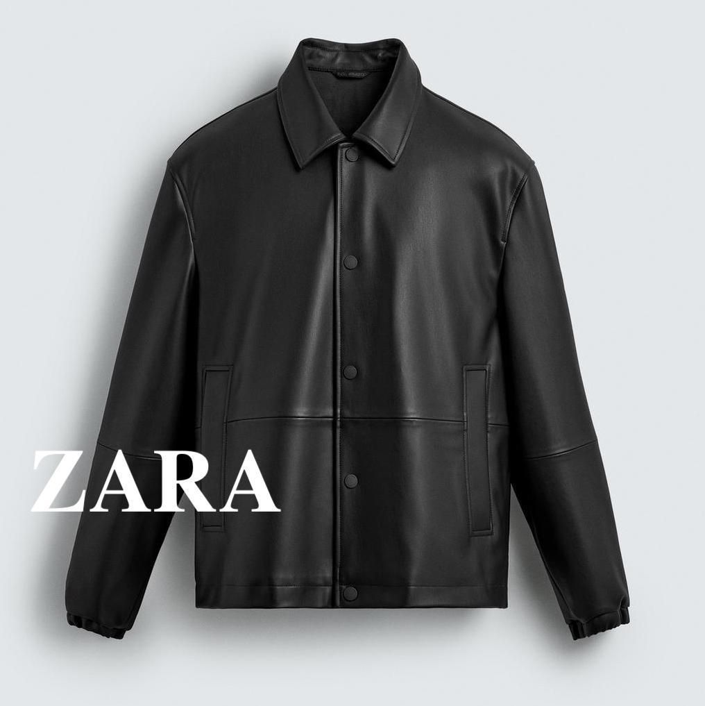 ☆ドイツ発*ZARA*新作*フェイクレザーコーチジャケット/BLACK☆ (ZARA