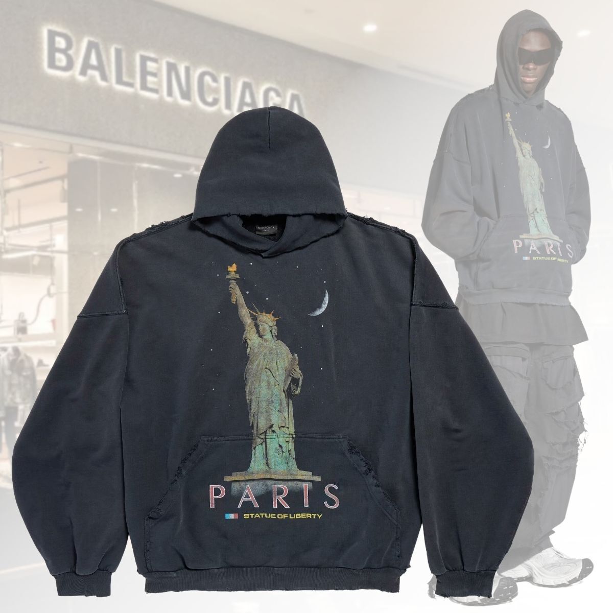 PARIS・自由の女神】Balenciaga パリ リバティ フーディー 黒
