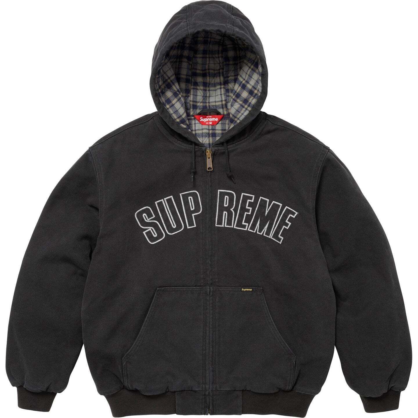 Supreme】Reflective Arc Hooded Work Jacket Black - 25FW (Supreme