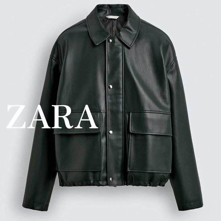 ZARA】ポケット付きフェイクレザージャケット3046/314/529 (ZARA