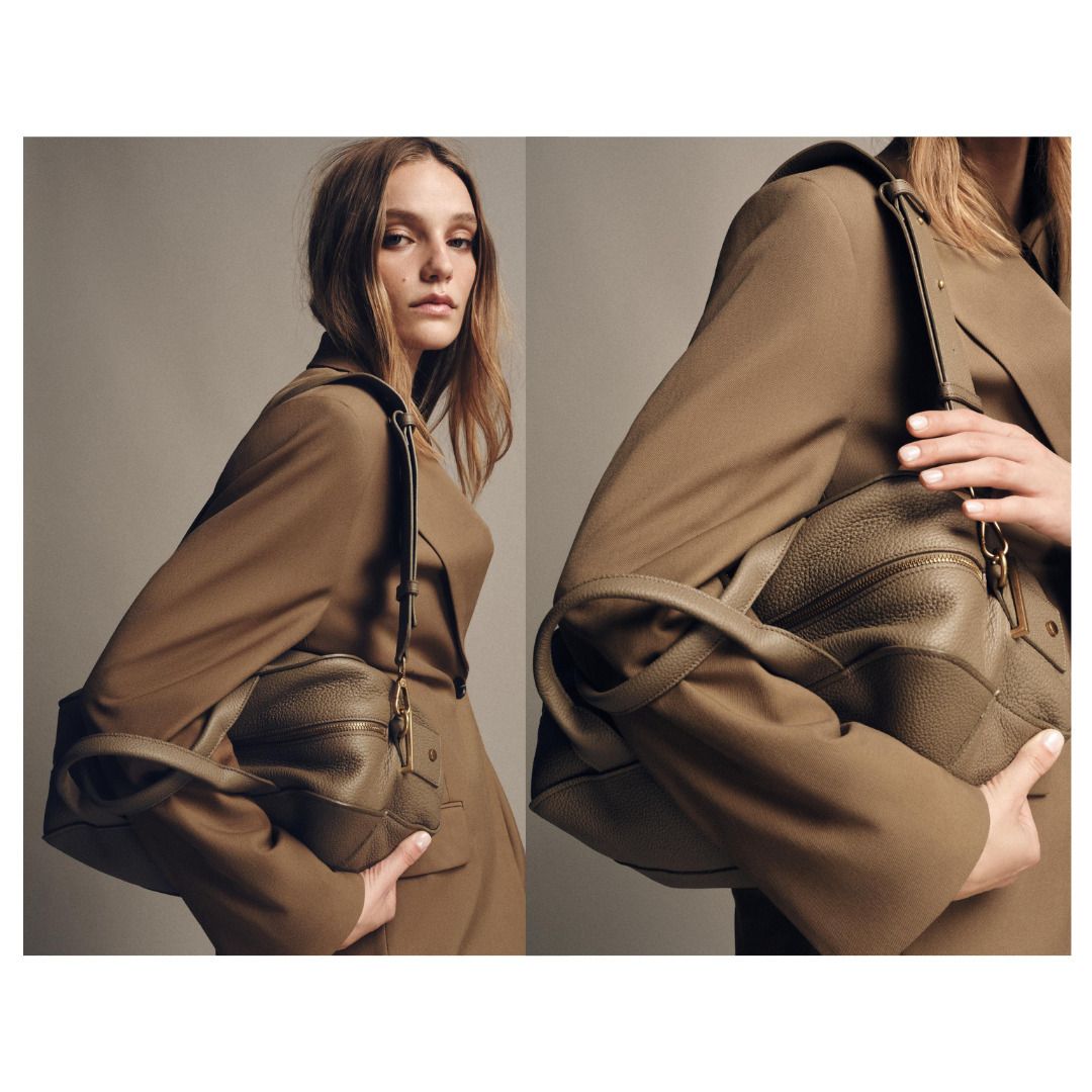 ZARA】ロングレザーボストンバッグ (ZARA/ショルダーバッグ