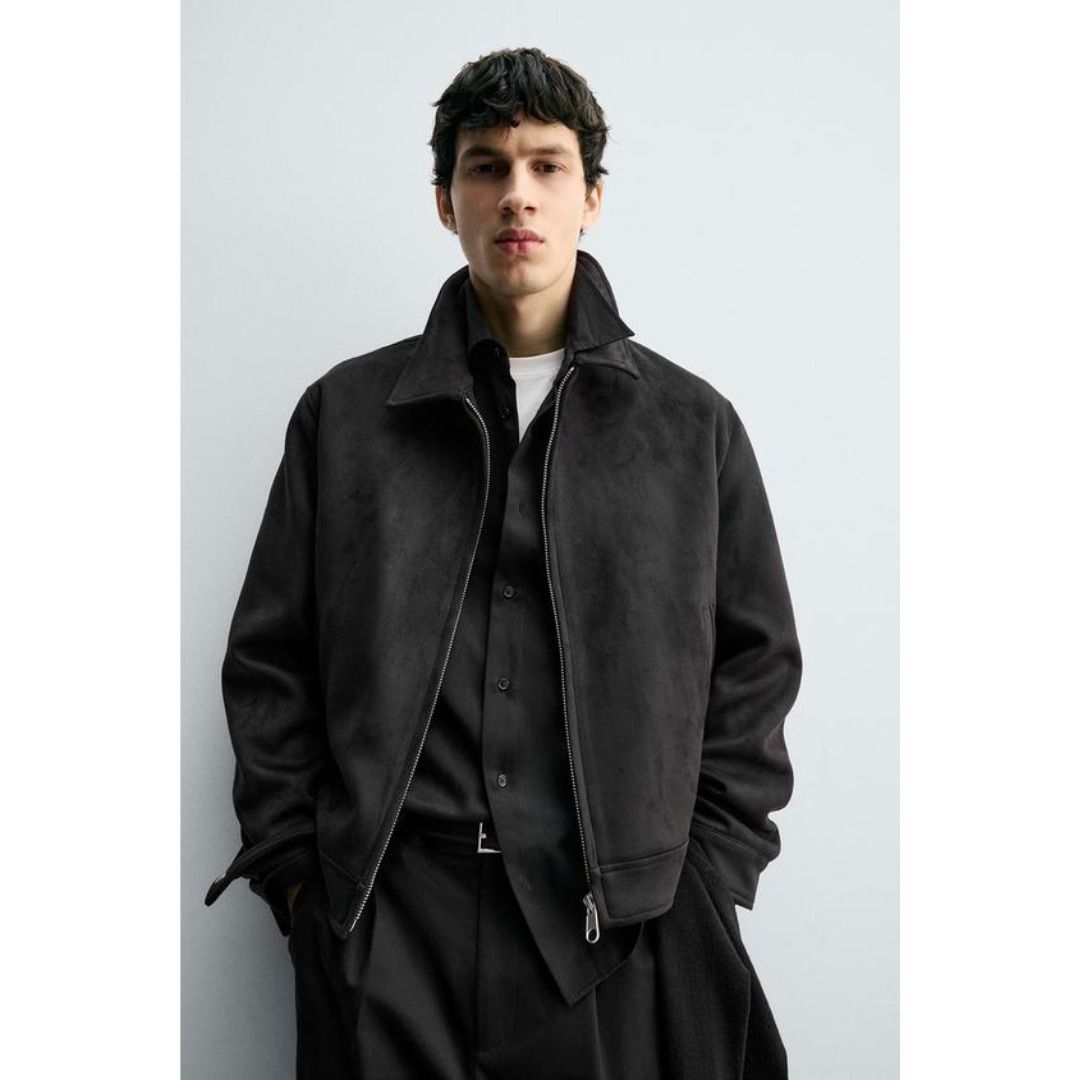 ZARA］フェイクスエード レギュラーフィットジャケット (ZARA/レザー