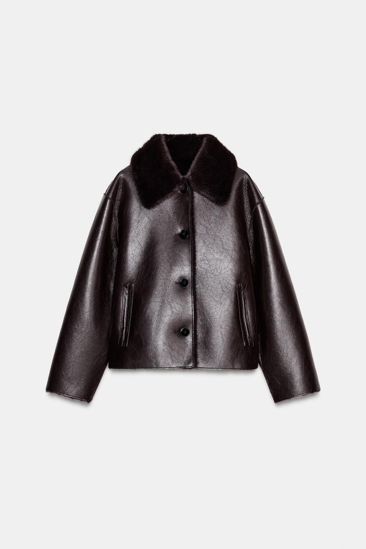 ZARA リバーシブル ダブルフェイス フェイクレザージャケット (ZARA