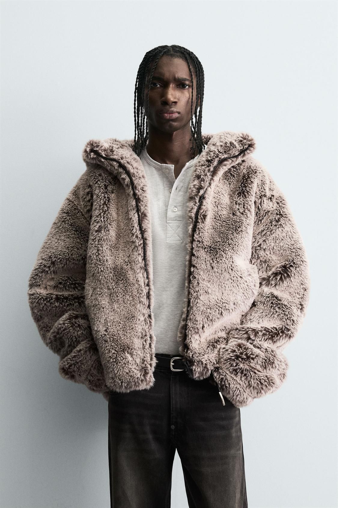 ZARA】フェイクファー フード付きジャケット (ZARA/ジャケットその他
