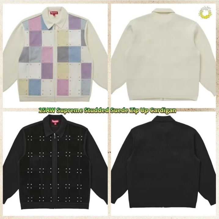 ☆25AW WEEK15☆Supreme Studded Suede Zip Up Cardigan (Supreme