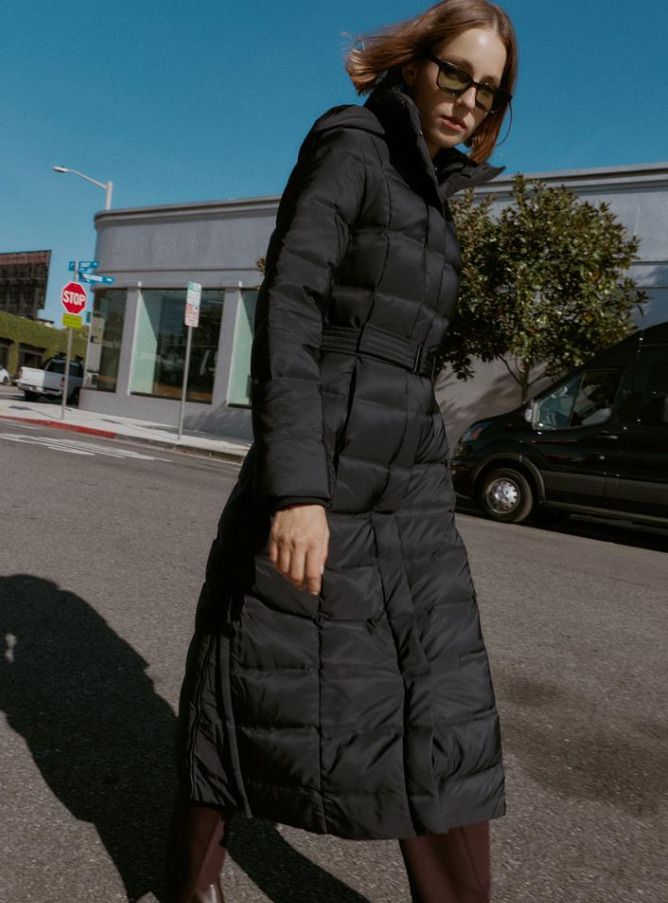 ZARA ダウンジャケット フード ベルト 撥水 防風 ブラック 新作 (ZARA
