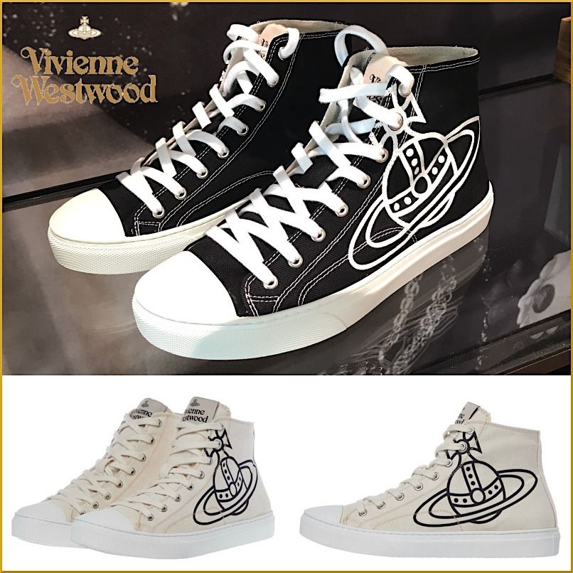 新作☆vivienne westwood☆オーブロゴ/ハイカットスニーカー白黒
