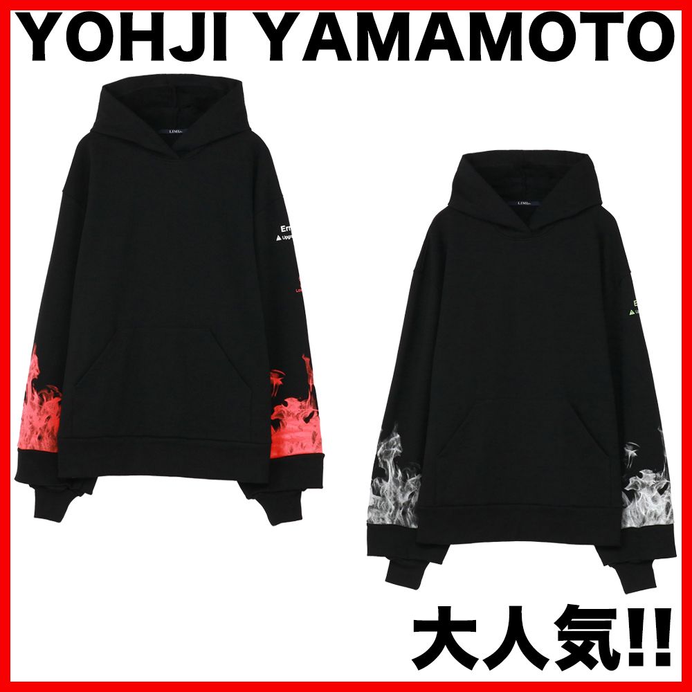 大人気!! YOHJI YAMAMOTO Feu Loading Print Fleece Big Hoodie (Yohji
