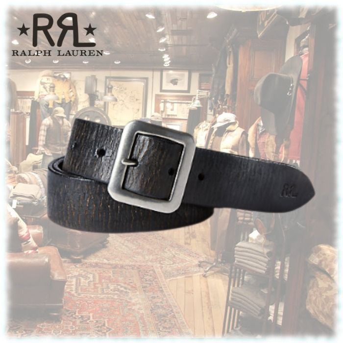 希少☆RRL(ダブルアールエル) イタリア製 ロゴ レザーベルト (RRL