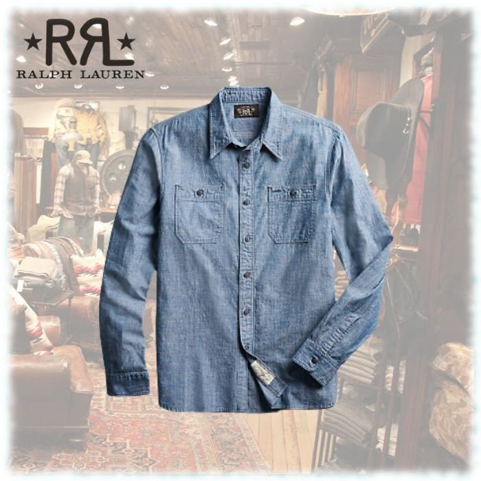 希少☆ RRL(ダブルアールエル) インディゴ シャンブレーシャツ (RRL
